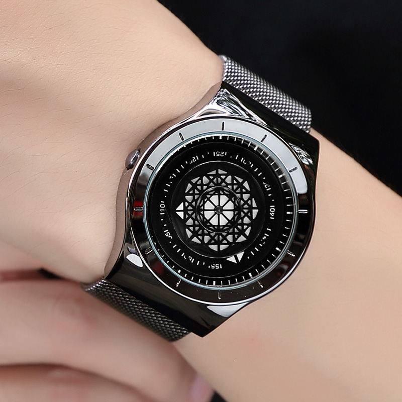 Leather Watch Band Men - Geek Watches Men Minimalist Turntable Dial