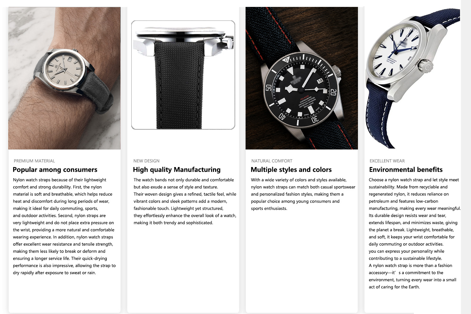 Premium Nylon Watch Bands, 18m - Rubber Strap Diver recension och pris